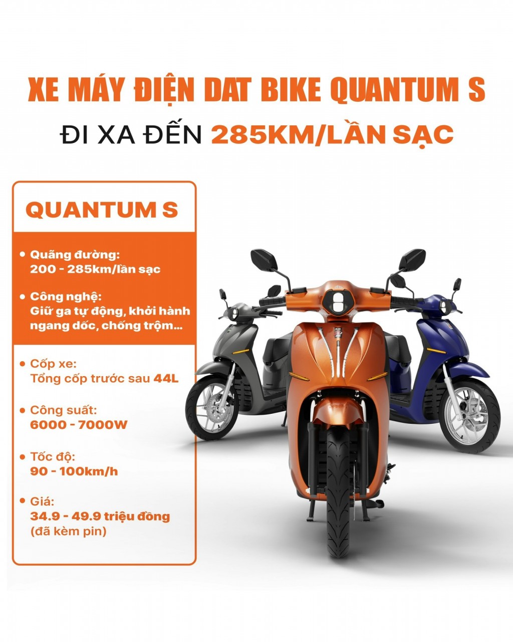 Xe máy điện Dat Bike Quantum S sở hữu hiệu suất vượt trội trong tầm giá