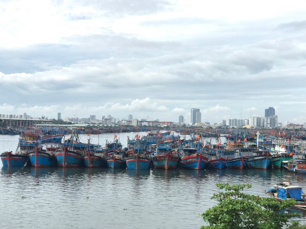 Bộ đội Biên phòng TP Đà Nẵng đã kêu gọi tàu thuyền vào nơi trú tránh an toàn (Ảnh Đ.Minh)