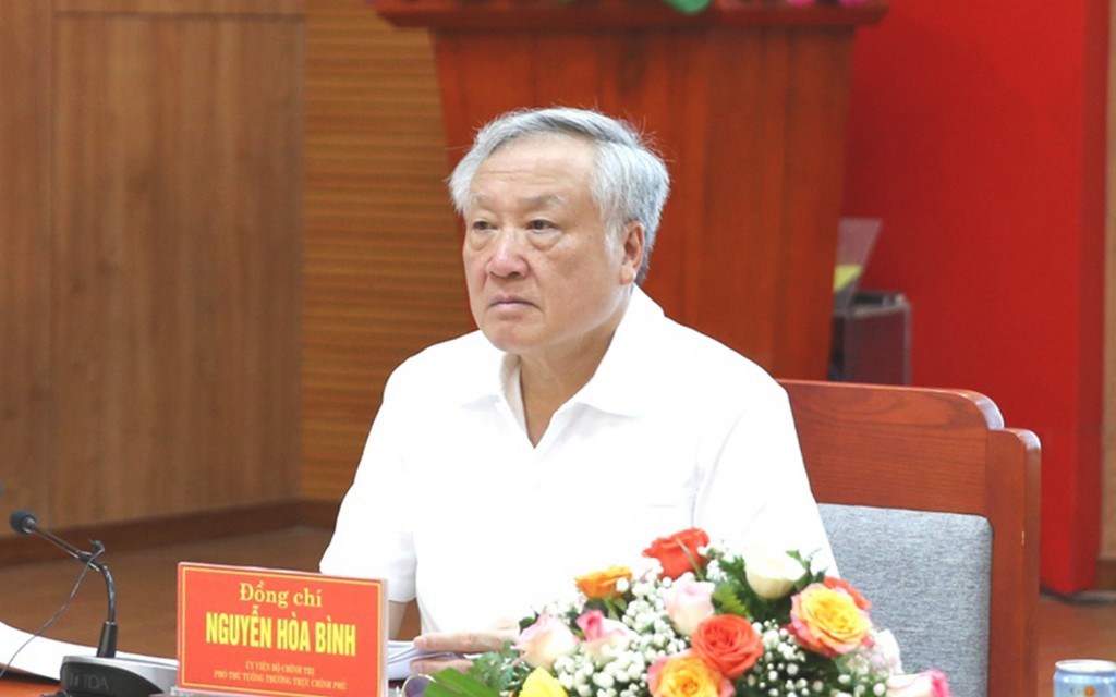 Phó Thủ tướng Thường trực Chính phủ Nguyễn Hòa Bình làm việc với Ban Thường vụ Tỉnh ủy Khánh Hòa về việc tháo gỡ khó khăn, vướng mắc cho các dự án trên địa bàn tỉnh - Ảnh: VGP/Nguyễn Hoàng