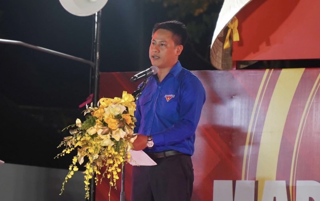 Anh Lê Kim Thường, Phó Bí thư Thành đoàn Đà Nẵng phát biểu tại chương trình 