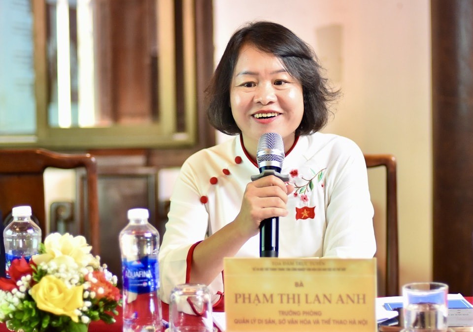 TS Phạm Thị Lan Anh - Trưởng phòng Quản lý Di sản, Sở Văn hóa và Thể thao Hà Nội phát biểu tại tọa đàm