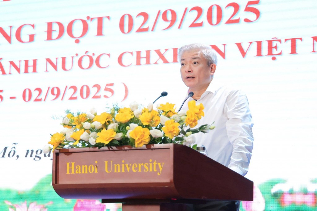 Đồng chí Mai Trọng Thái – Bí thư Đảng ủy, Chủ tịch HĐND phường trình bày diễn văn tại buổi lễ