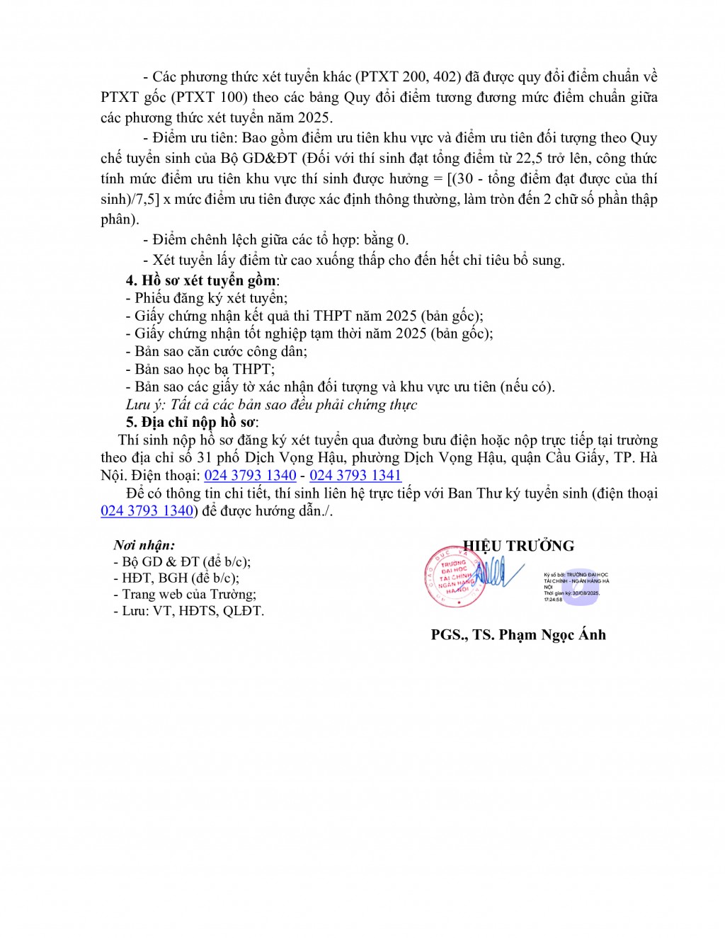 Trường Đại học Tài chính - Ngân hàng Hà Nội xét tuyển bổ sung đại học hệ chính quy năm 2025