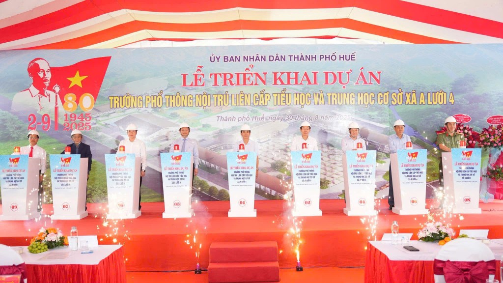 Dự án Trường phổ thông nội trú liên cấp tại xã A Lưới 4 được xây dựng trên diện tích gần 5ha, phục vụ cho khoảng 1.850 học sinh