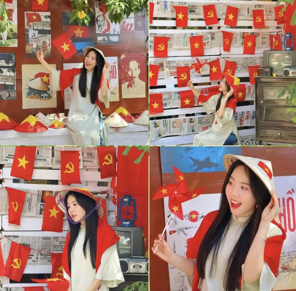 Nhiều bạn trẻ chia sẻ khi bước vào không gian tràn ngập cờ hoa như được ôn lại lịch sử hào hùng của dân tộc