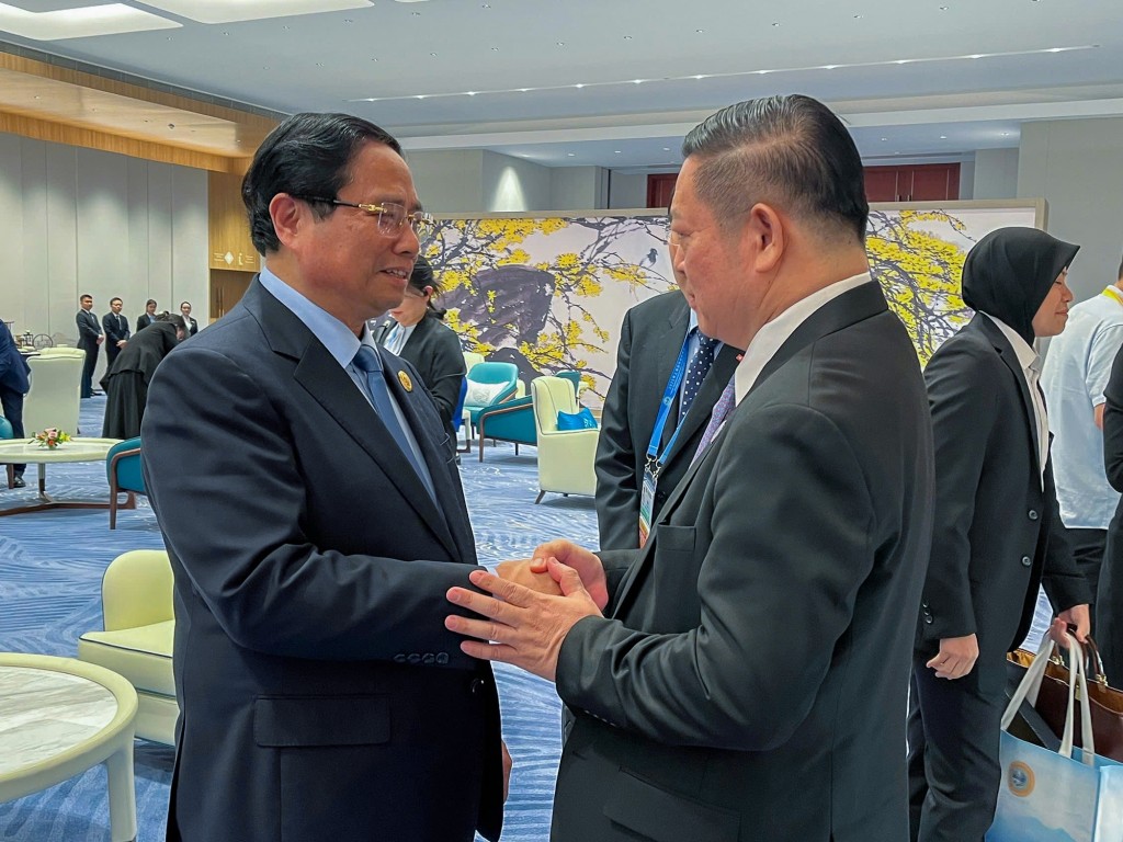 Thủ tướng Chính phủ Phạm Minh Chính gặp Tổng Thư ký ASEAN Kao Kim Hourn - Ảnh: VGP/Nhật Bắc