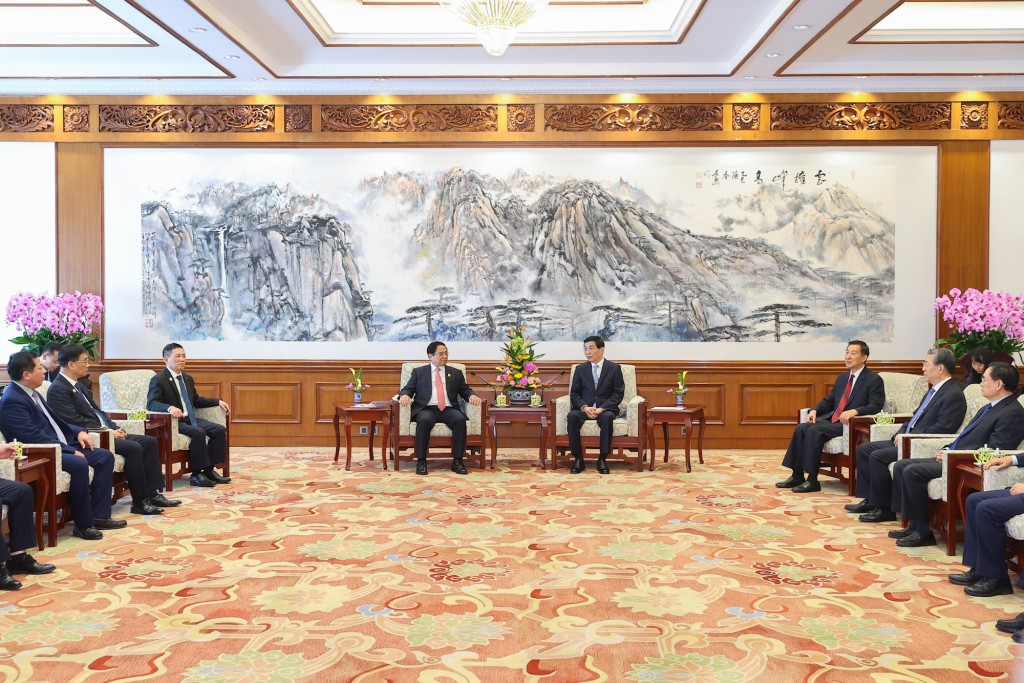 Thủ tướng Phạm Minh chính khẳng định Việt Nam luôn coi trọng việc phát triển quan hệ láng giềng hữu nghị, Đối tác Hợp tác chiến lược toàn diện với Trung Quốc là yêu cầu khách quan, lựa chọn chiến lược, tự nhiên và ưu tiên hàng đầu trong chính sách đối ngoại của Việt Nam - Ảnh: VGP/Nhật Bắc