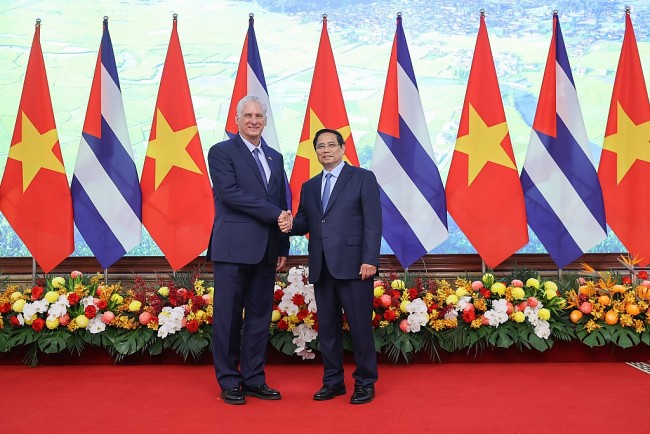 Bí thư Thứ nhất, Chủ tịch nước Cuba Miguel Diaz Canel hội kiến Thủ tướng Chính phủ Phạm Minh Chính