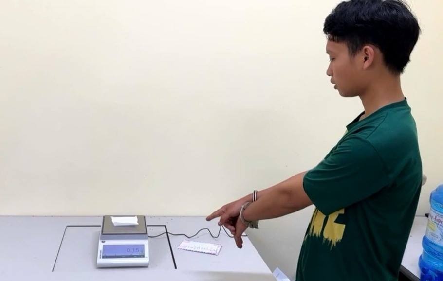 Đối tượng Nguyễn Thế Trúc tại cơ quan Công an 