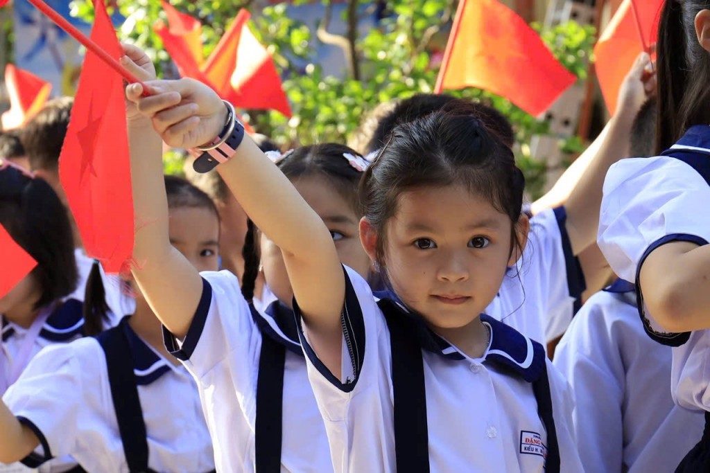 Các em học sinh trong lễ khai giảng của trường Tiểu học Đặng Thuỳ Trâm, phường An Hội Tây Các em học sinh trong lễ khai giảng của trường Tiểu học Đặng Thuỳ Trâm, phường An Hội Tây