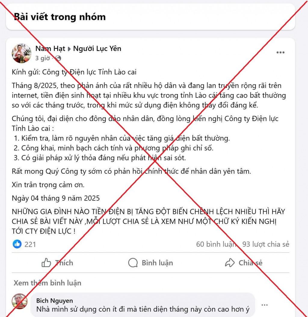 Cảnh báo thông tin tiền điện sai sự thật lan truyền trên mạng