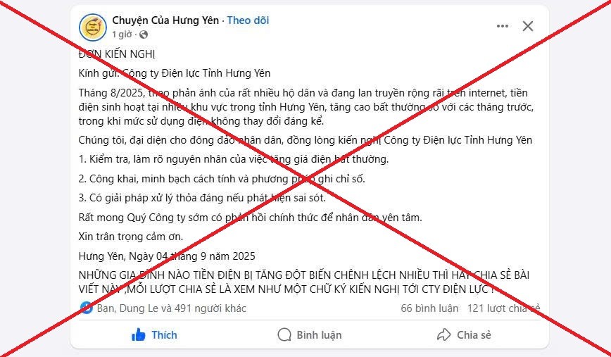Cảnh báo thông tin tiền điện sai sự thật lan truyền trên mạng