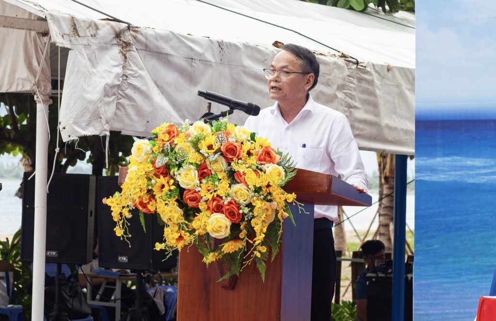 Ông Trần Công Tự, Giám đốc Trung tâm Thể dục Thể thao TP Đà Nẵng phát biểu khai mạc giải (Ảnh Út Vũ)