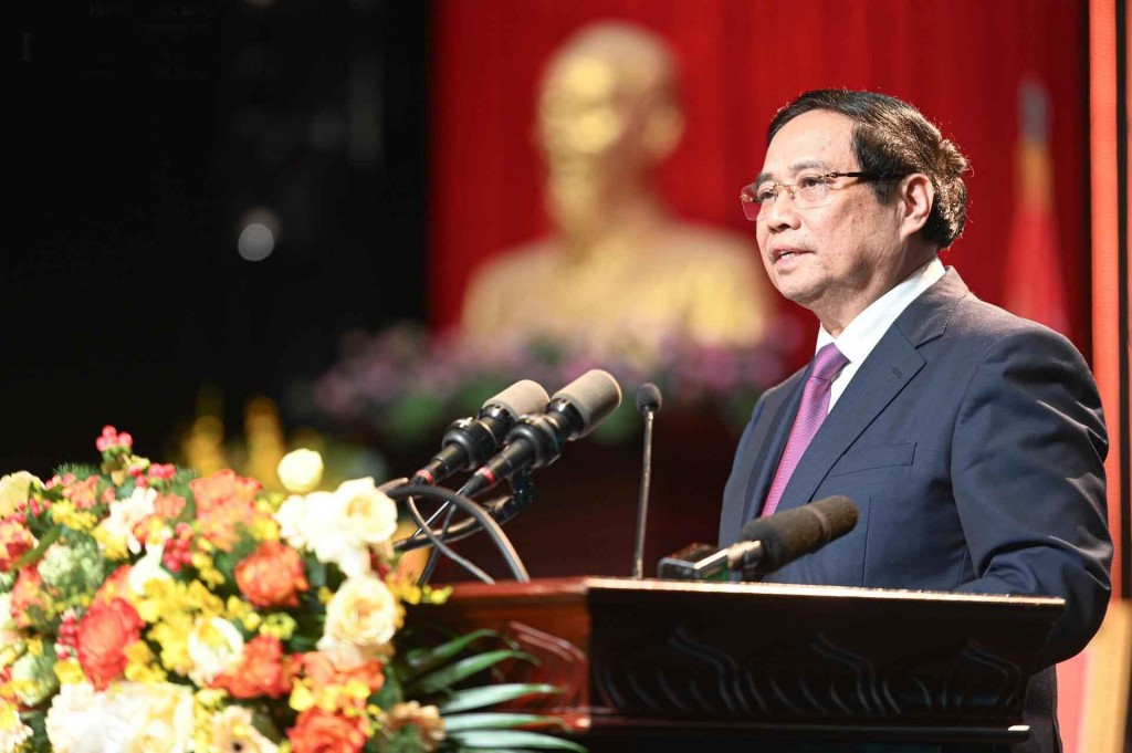 Tại buổi lễ, Thủ tướng Phạm Minh Chính phát biểu, ghi nhận những đóng góp của VOV trong 80 năm xây dựng và trưởng thành