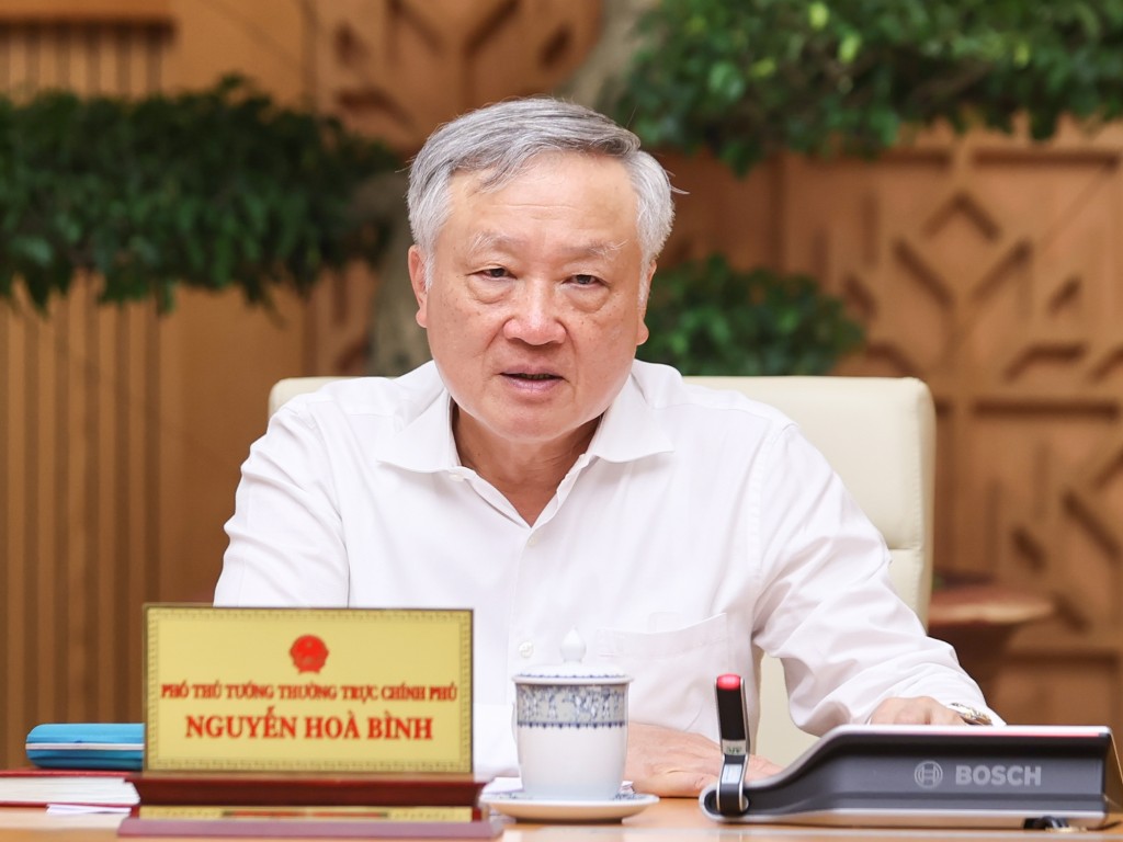 Phó Thủ tướng Thường trực Chính phủ Nguyễn Hòa Bình phát biểu - Ảnh: VGP/Nhật Bắc