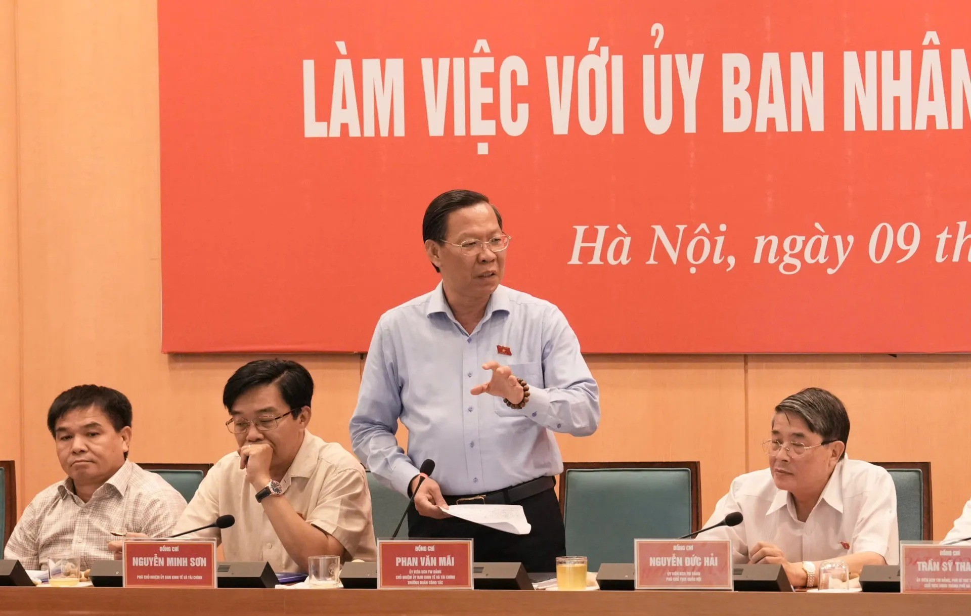 Chủ nhiệm Ủy ban Kinh tế và Tài chính của Quốc hội Phan Văn Mãi - Trưởng đoàn công tác phát biểu tại buổi làm việc Chủ nhiệm Ủy ban Kinh tế và Tài chính của Quốc hội Phan Văn Mãi - Trưởng đoàn công tác phát biểu tại buổi làm việc