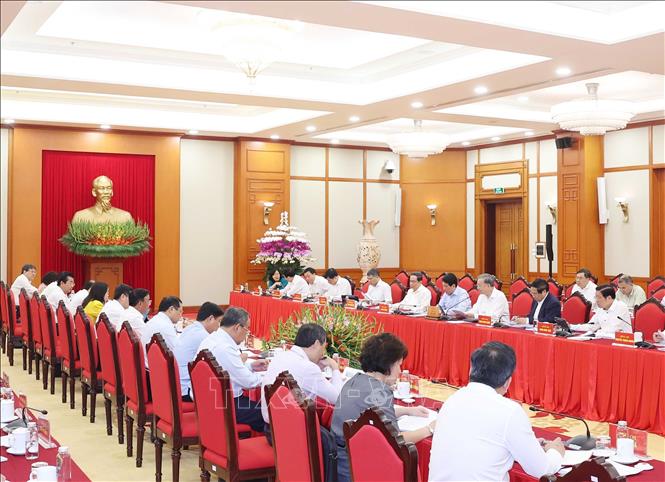 Tổng Bí thư chủ trì cuộc làm việc của Bộ Chính trị với Ban Thường vụ Đảng ủy các cơ quan Đảng Trung ương Chú thích ảnh