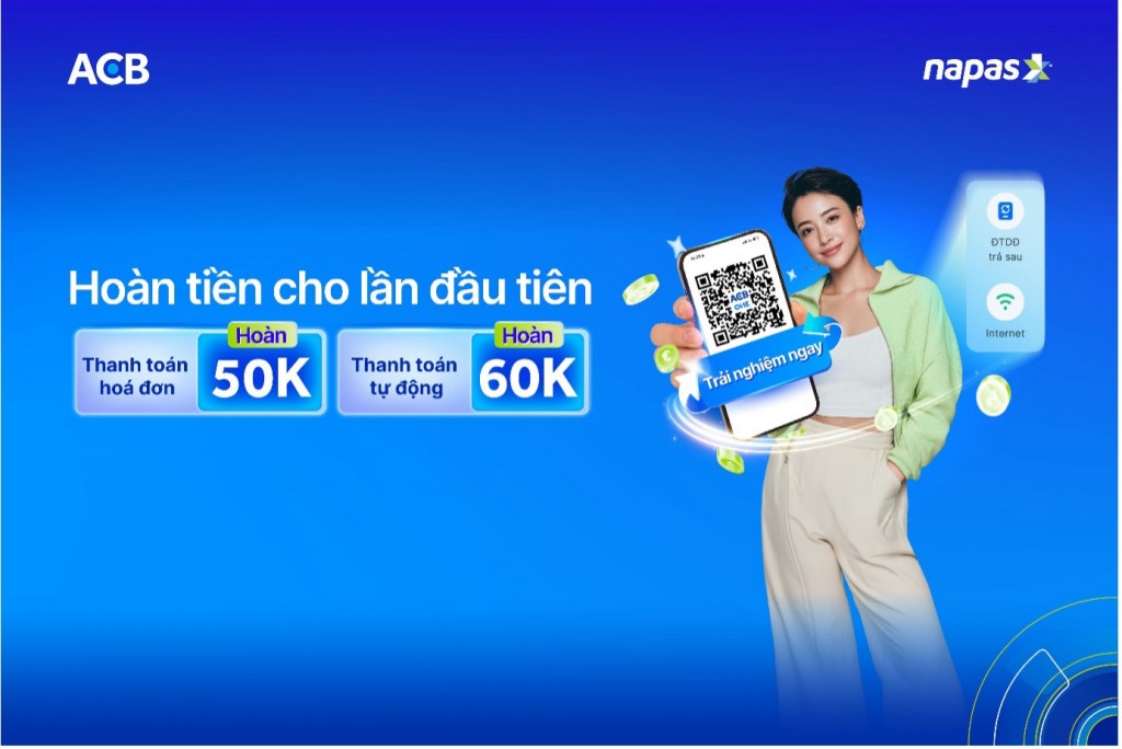 Cùng NAPAS thanh toán hóa đơn trên ACB ONE - nhận ngay hoàn tiền hấp dẫn