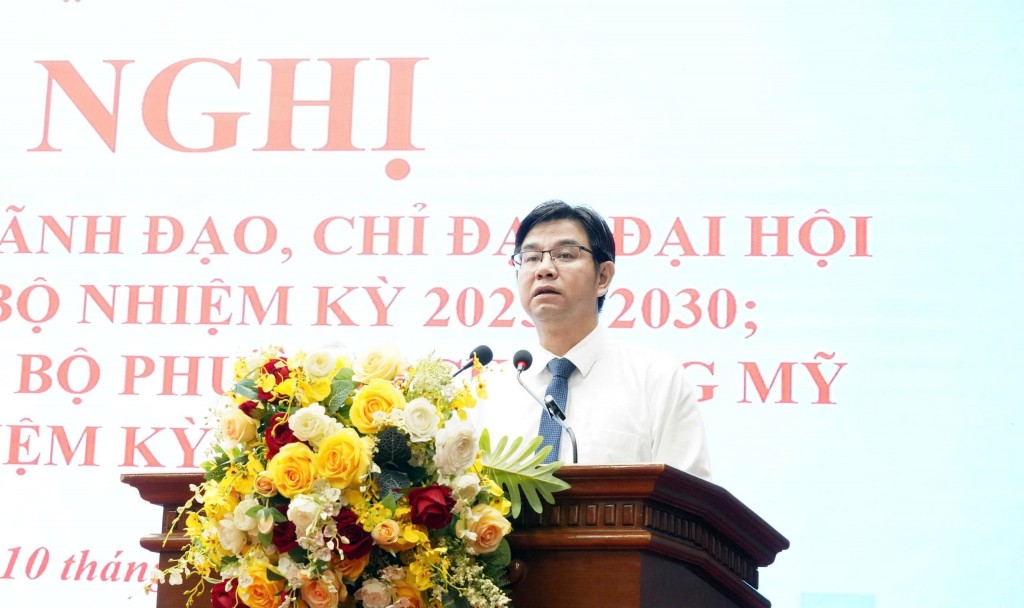 Đồng chí Nguyễn Văn Thắng, Bí thư Đảng ủy phường Chương Mỹ  phát biểu tại Hội nghị Công tác lãnh đạo, chỉ đạo Đại hội, các Đảng bộ, Chi bộ nhiệm kỳ 2025-2030; Đại hội Đảng bộ phường Chương mỹ lần thứ Nhất