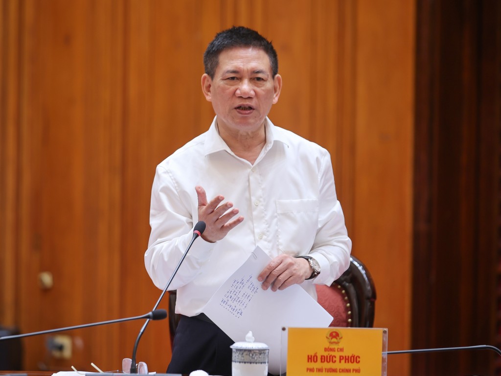 Phó Thủ tướng Chính phủ Hồ Đức Phớc phát biểu tại cuộc họp - Ảnh: VGP/Nhật Bắc