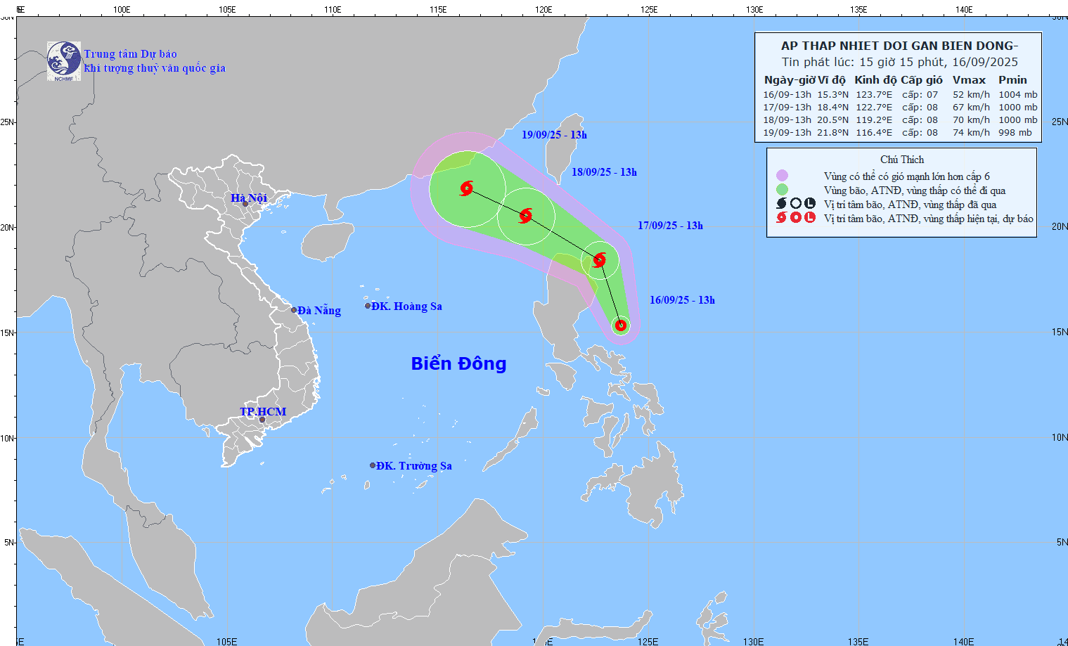 Dự báo đường đi của áp thấp nhiệt đới