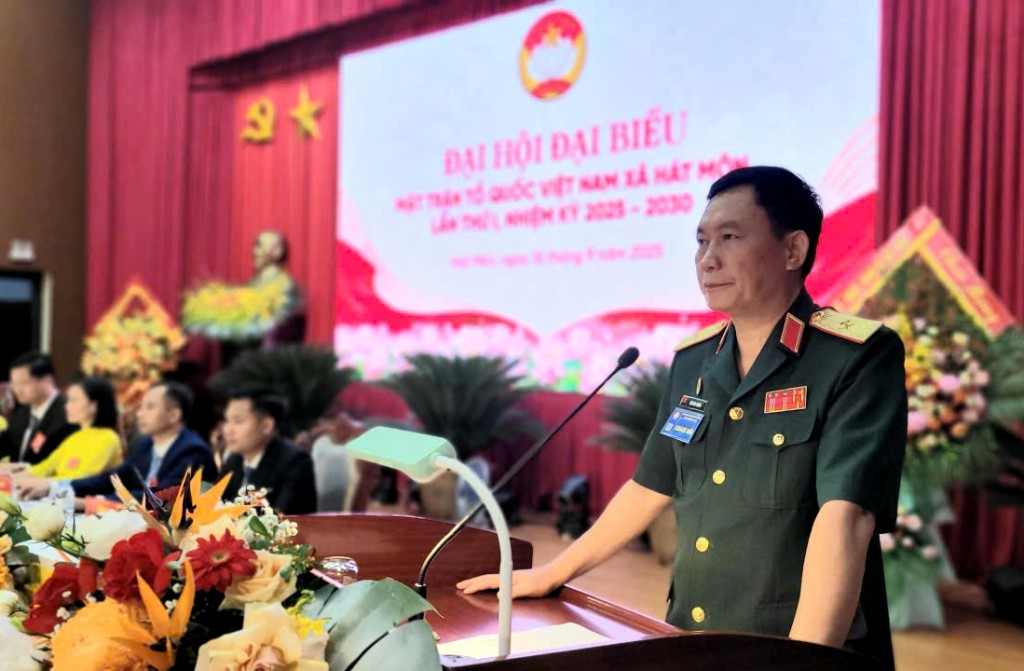 Thiếu tướng Bùi Duy Hùng - Phó Chủ tịch Hội Cựu chiến binh thành phố Hà Nội phát biểu chỉ đạo tại Đại hội