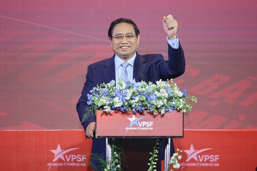 Thủ tướng Chính phủ bày tỏ tin tưởng vào sự phát triển đột phá của kinh tế tư nhân trong tương lai - Ảnh: VGP/Nhật Bắc