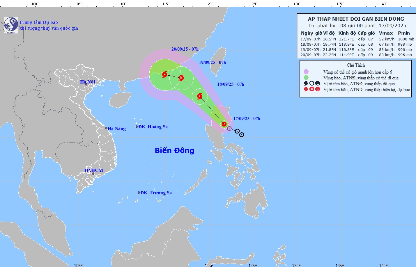 Áp thấp nhiệt đới di chuyển theo hướng Tây Tây Bắc với tốc độ 15 km/h
