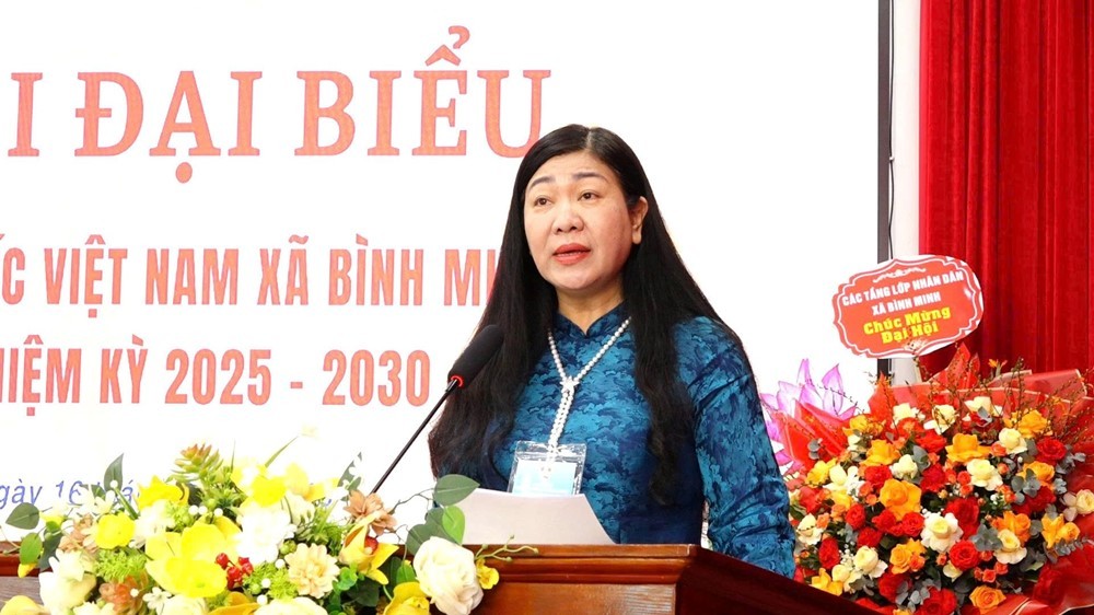 Ủy viên Ban Thường vụ Thành ủy, Chủ tịch Ủy ban Mặt trận Tổ quốc (MTTQ) Việt Nam thành phố Hà Nội Nguyễn Lan Hương phát biểu tại Đại hội Ủy viên Ban Thường vụ Thành ủy, Chủ tịch Ủy ban Mặt trận Tổ quốc (MTTQ) Việt Nam thành phố Hà Nội Nguyễn Lan Hương phát biểu tại Đại hội