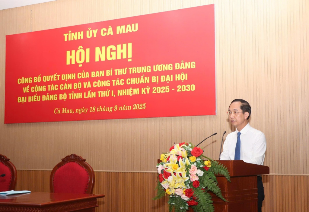 Đồng chí Hồ Thanh Thủy giữ chức Phó Bí thư Tỉnh ủy Cà Mau