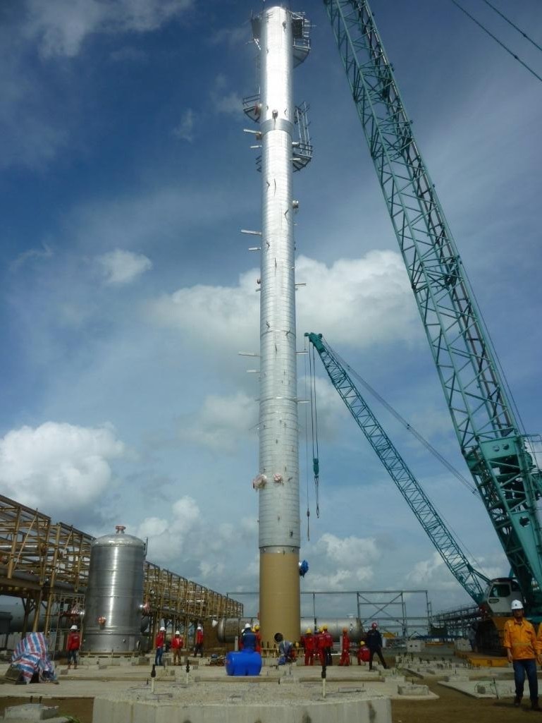 Lắp đặt thành công tháp tách lỏng (De-Ethanizer T-1501) tại GPP Cà Mau