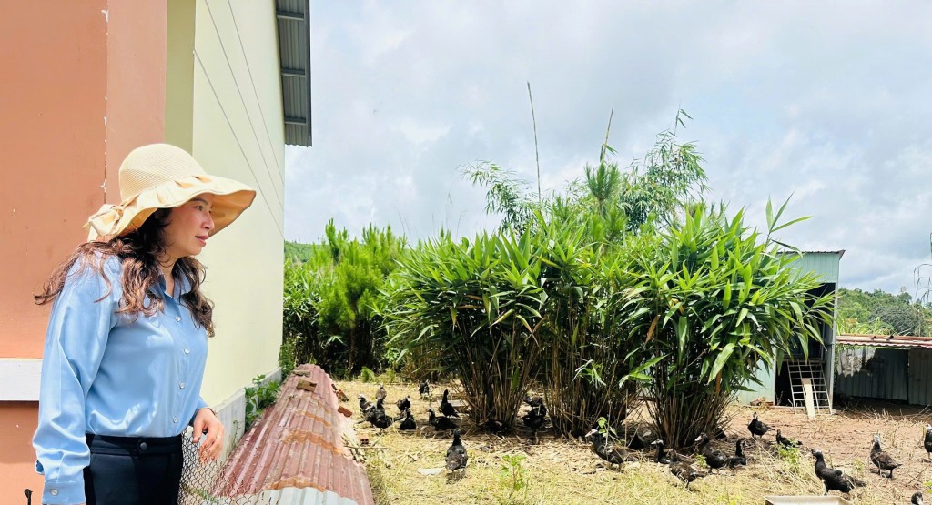 Cô Hồ Thị Thúy Vân bên mô hình nuôi heo thịt, vịt thịt để duy trì “bữa ăn 0 đồng cho học sinh mồ côi, hoàn cảnh khó khăn Cô Hồ Thị Thúy Vân bên mô hình nuôi heo thịt, vịt thịt để duy trì “bữa ăn 0 đồng cho học sinh mồ côi, hoàn cảnh khó khăn