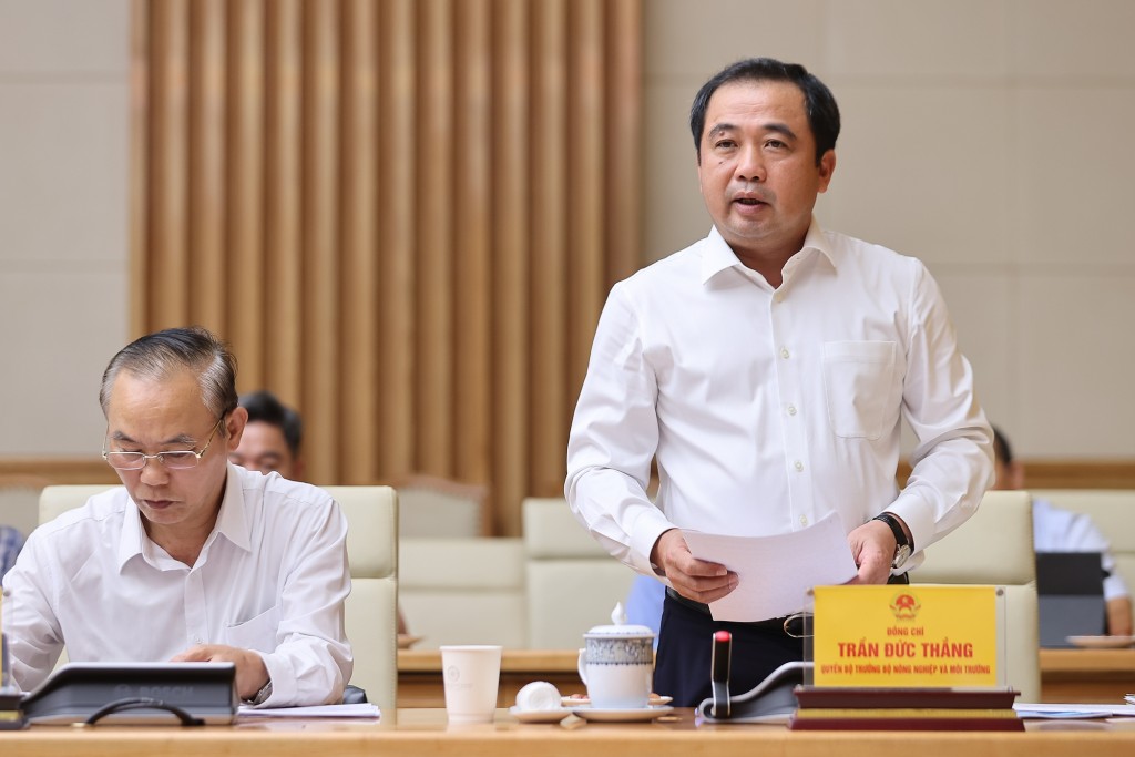 Quyền Bộ trưởng Bộ Nông nghiệp và Môi trường Trần Đức Thắng phát biểu - Ảnh: VGP/Nhật Bắc