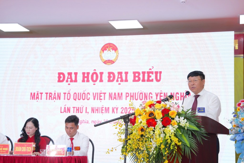 Đồng chí Phạm Anh Tuấn - Phó Chủ tịch Uỷ ban MTTQ Việt Nam TP Hà Nội phát biểu chỉ đạo đại hội