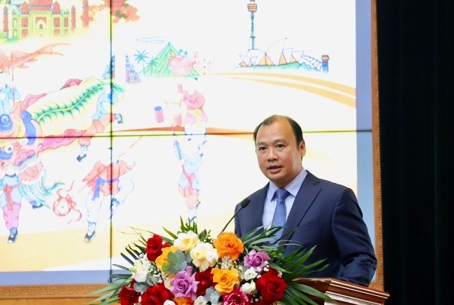 Thứ trưởng Thường trực Bộ Văn hóa, Thể thao và Du lịch Lê Hải Bình phát biểu tại họp báo