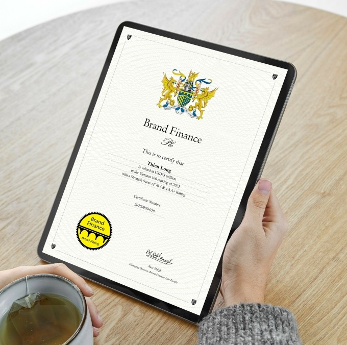Ảnh: Thiên Long đạt giá trị thương hiệu 1.700 tỷ đồng (63 triệu USD). Nguồn: Brand Finance.