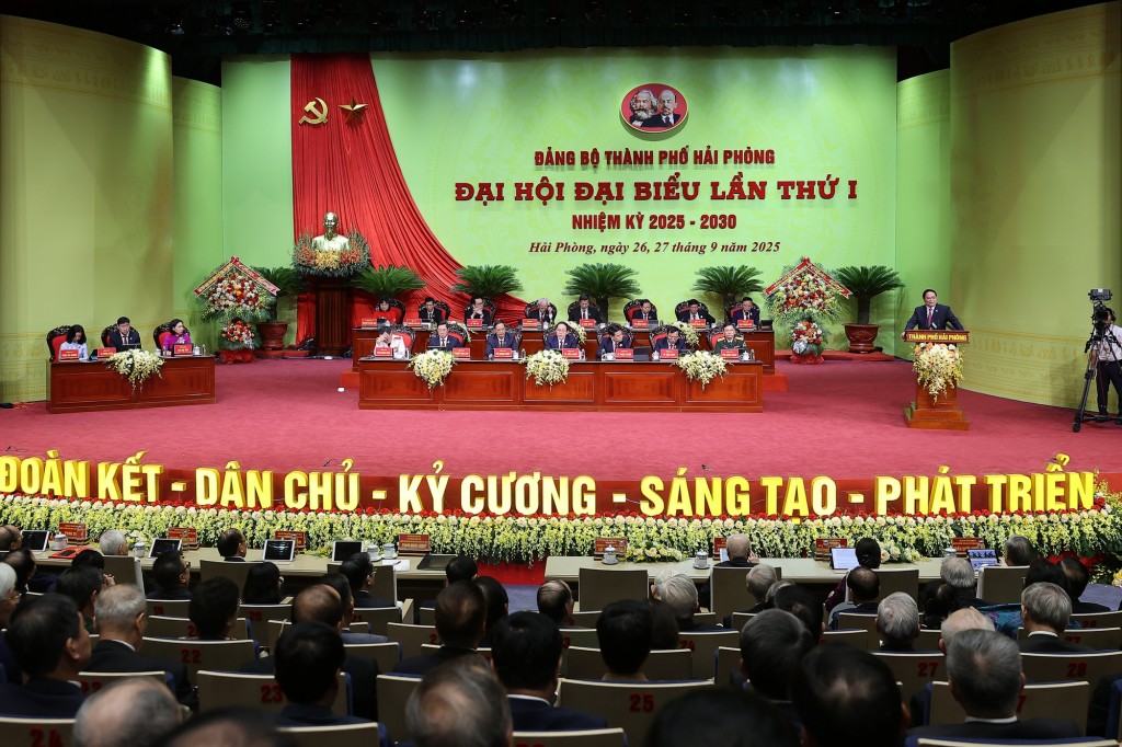 Đại hội đại biểu Đảng bộ thành phố Hải Phòng lần thứ nhất, nhiệm kỳ 2025-2030 là sự kiện chính trị có ý nghĩa đặc biệt quan trọng, tạo nền tảng cho sự phát triển mạnh mẽ của Hải Phòng trong kỷ nguyên mới - Ảnh: VGP/Nhật Bắc