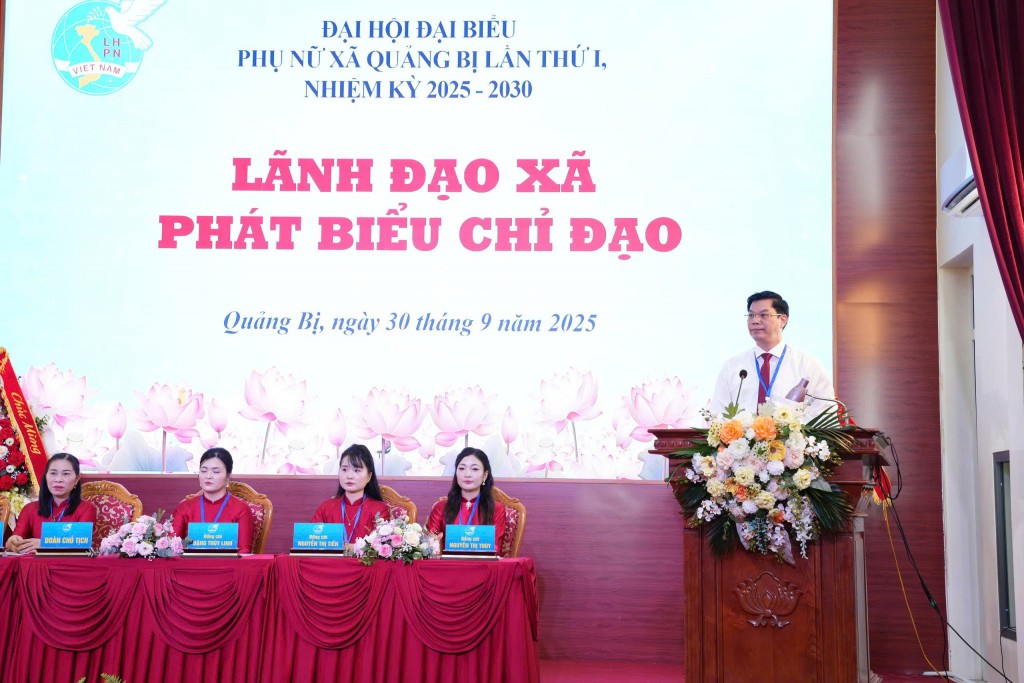 Đồng chí Nguyễn Trường Năng, Bí thư Đảng ủy, Chủ tịch HĐND xã Quảng Bị  phát biểu tại sự kiện