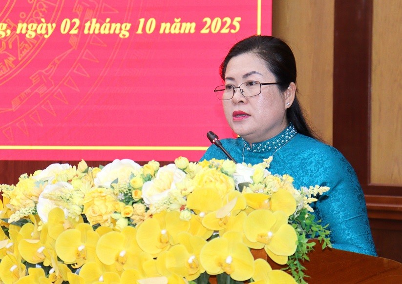 Đồng chí Nguyễn Thị Minh Trang - Ủy viên Ban Thường vụ Tỉnh ủy, Trưởng Ban Tuyên giáo và Dân vận Tỉnh ủy