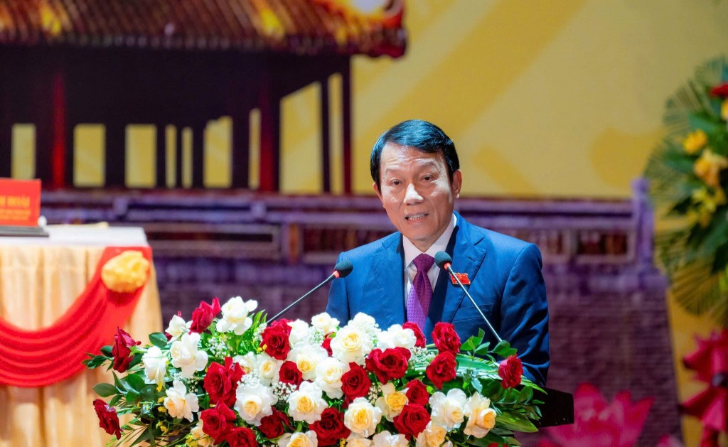 Đồng chí Lương Tam Quang, Ủy viên Bộ Chính trị, Bộ trưởng Bộ Công an tham dự và phát biểu chỉ đạo Đại hội