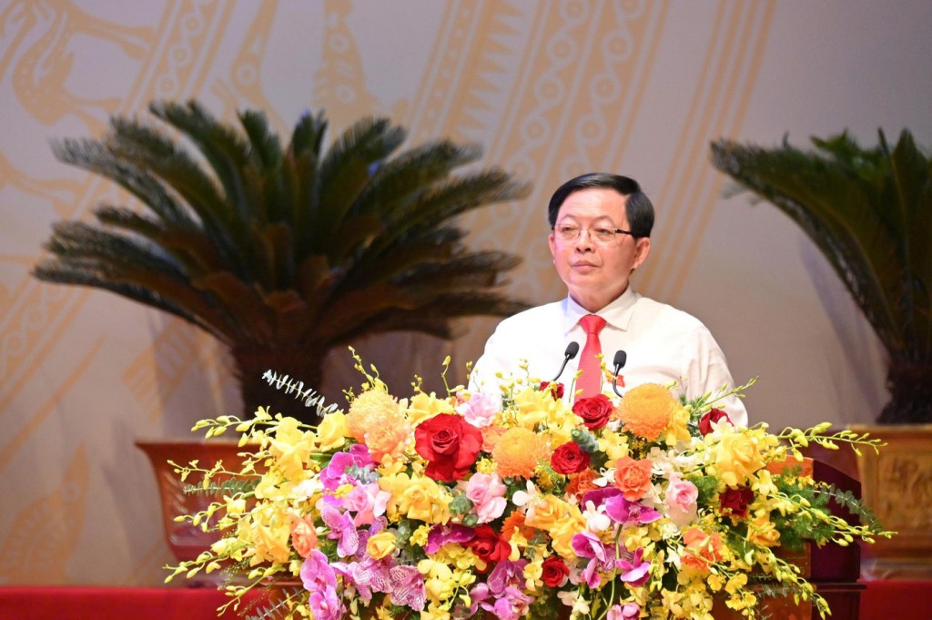 Đồng chí Hồ Quốc Dũng - Ủy viên Ban Chấp hành Trung ương Đảng, Bí thư Tỉnh ủy Gia Lai phát biểu khai mạc Đại hội.