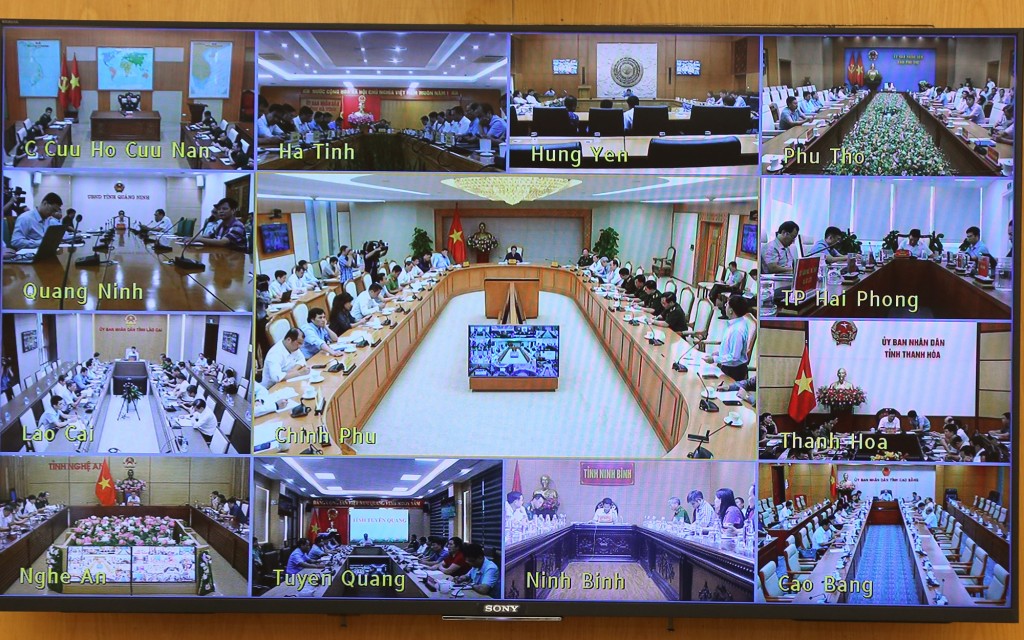 Lãnh đạo các địa phương tham gia trực tuyến cuộc họp - Ảnh: VGP/Minh Khôi