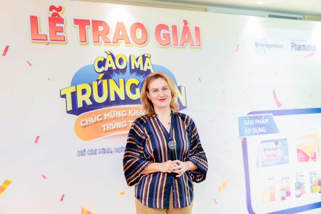 Tổng Giám đốc Opella Việt Nam - Valentina Belcheva trong phần phát biểu tại Lễ trao giải