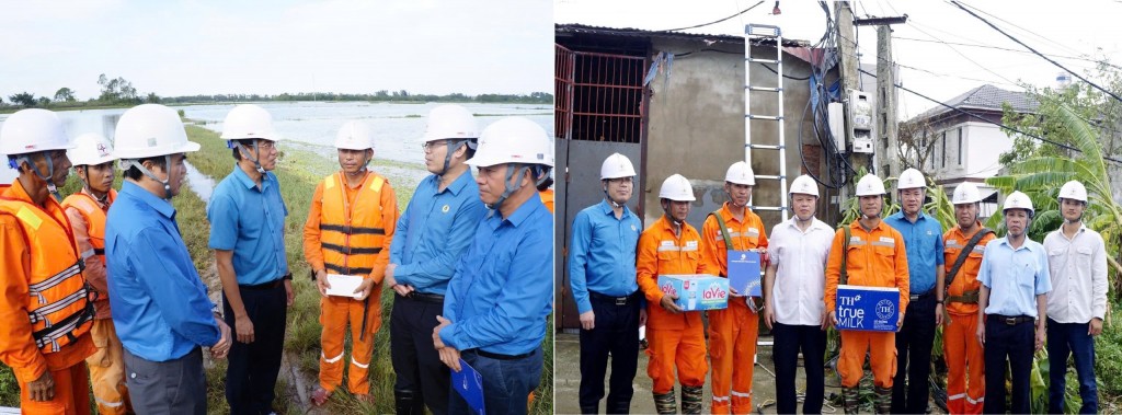 Lãnh đạo Công đoàn Tập đoàn Điện lực Việt Nam và Tổng công ty Điện lực miền Bắc thăm hỏi động viên lực lượng lao động PC Thanh Hóa đang tham gia khắc phục thiệt hại sau cơn bão số 10