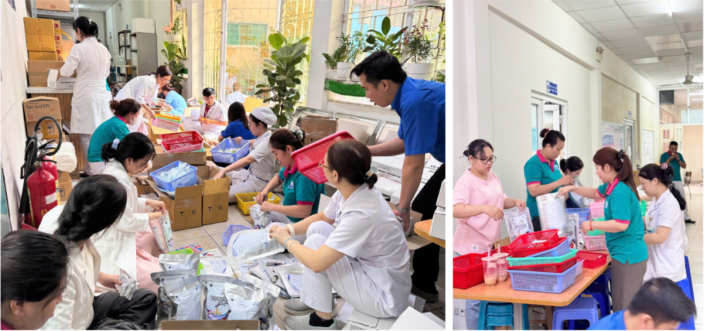 Cán bộ, viên chức và người lao động các bệnh viện trên địa bàn TP.HCM hưởng ứng đóng góp 10.000 túi thuốc gia đình gửi đến bà con các tỉnh phía Bắc bị ảnh hưởng của bão, lũ