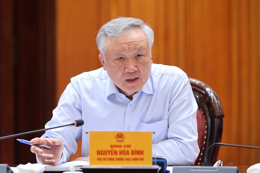 Phó Thủ tướng Thường trực Chính phủ Nguyễn Hòa Bình phát biểu tại phiên họp - Ảnh: VGP/Nhật Bắc