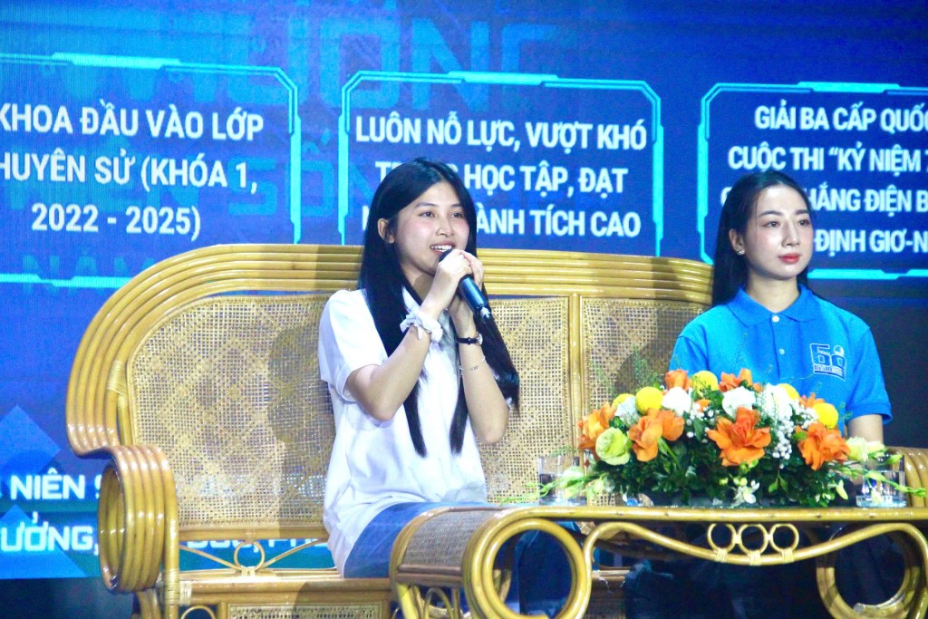 Em Nguyễn Thị Hằng (học sinh trường THPT chuyên Hà Tĩnh) - Gương Thanh niên sống đẹp năm 2025 chia sẻ tại chương trình