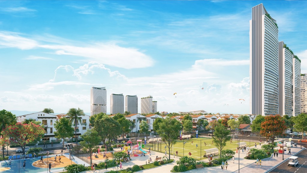 Sân chơi thể thao, khoảng xanh và không gian nghỉ ngơi đan xen đáp ứng sở thích mọi lứa tuổi