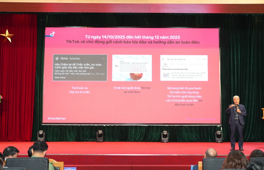 Ông Nguyễn Lâm Thanh, Đại diện TikTok Việt Nam chia sẻ về nỗ lực phòng chống lừa đảo trực tuyến của nền tảngJPG