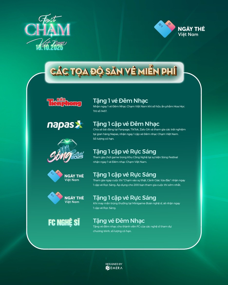 NAPAS tặng vé miễn phí đêm nhạc Chạm Việt Nam tại Sóng Festival